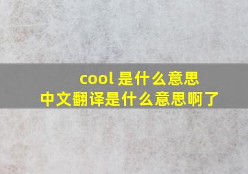 cool 是什么意思中文翻译是什么意思啊了